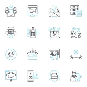 Web bazaar linear icons set. E-commerce, Online, Marketplace, Digital Ilustración de archivo