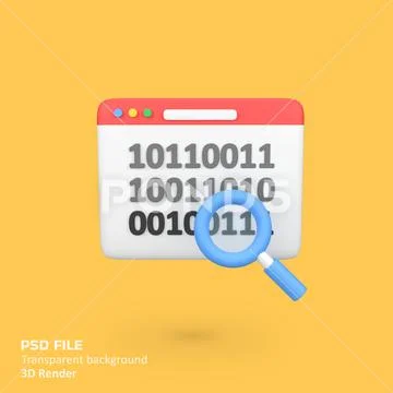 Web with binary code isolated 3d render icon illustration PSD Template