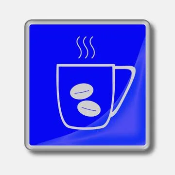 Web blue button with coffee symbol Stock Illustration