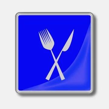 Web blue button with cutlery symbol Stock Illustration