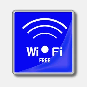 Web blue button with  Wi-Fi free symbol Stock-Illustration