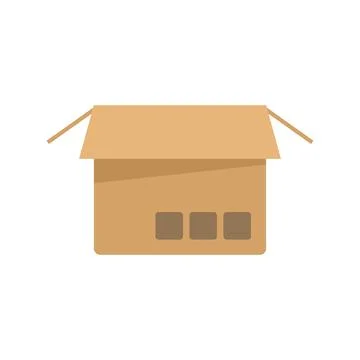Web box icon flat vector. Carton package Stock Illustration