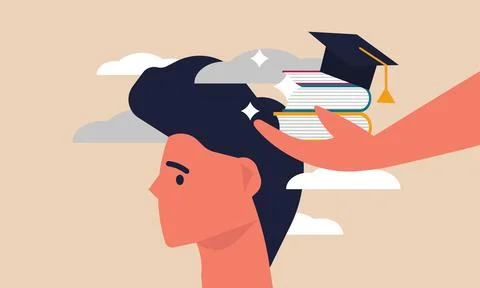 Web brain learn book online and cloud course for people. Remote student train Illustrazione stock