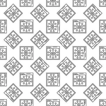 Web Browser with AI App vector Artificial Intelligence line seamless pattern Stock Illustration