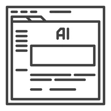 Web browser with AI chat vector Artificial Intelligence Technology icon or .. Stockillustratie