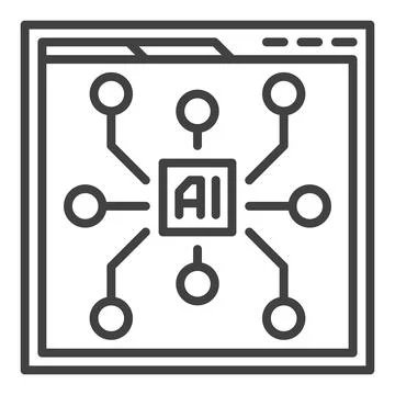 Web Browser with AI vector Artificial Intelligence Website outline icon or .. Stockillustratie