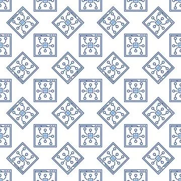 Web Browser with AI vector Artificial Intelligence Website outline seamless.. Stockillustratie