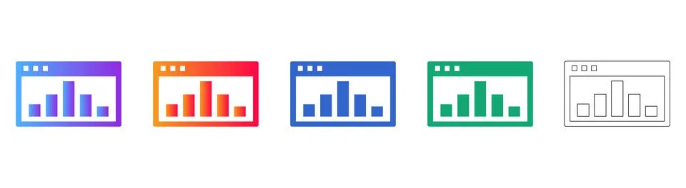 Web Browser Analytics Bar Chart Icons Stock Illustration