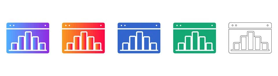 Web Browser Analytics Interface Icon Set Stock Illustration