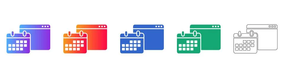 Web Browser and Calendar Icon Set Illustrazione stock