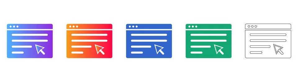 Web Browser and Cursor Interaction Icon Set Illustrazione stock
