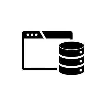 Web Browser and Database Hosting Backend Icon Stock Illustration