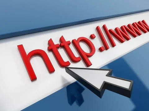 Web browser Arrow icon on web browser interface with htttp www text Copyri... Foto stock