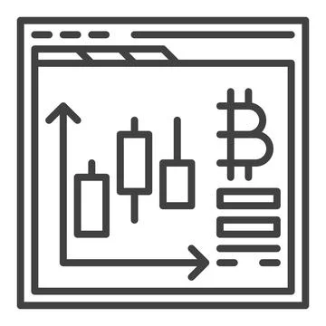 Web Browser with Bitcoin Trading vector Cryptocurrency outline icon or symbol Stock Illustration