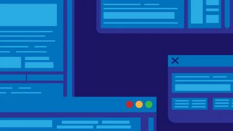 Web Browser on blue background in trendy flat style for technology concept. V Stock Illustration
