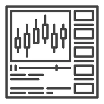 Web browser with Candlestick Trading Chart Video vector thin line icon or s.. 스톡 일러스트