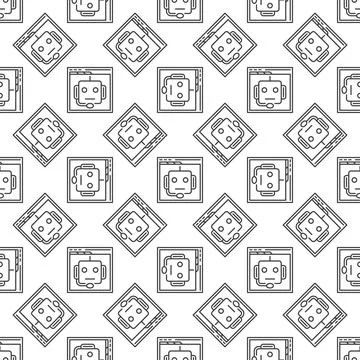 Web browser with Chatbot vector concept minimal line seamless pattern Illustrazione stock