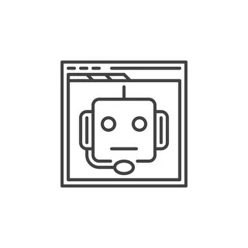 Web browser with Chatbot vector concept line icon Stock Illustration