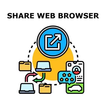Web browser content sharing transferring data concept 스톡 일러스트
