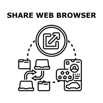 Web browser content sharing transferring data concept Stock Illustration