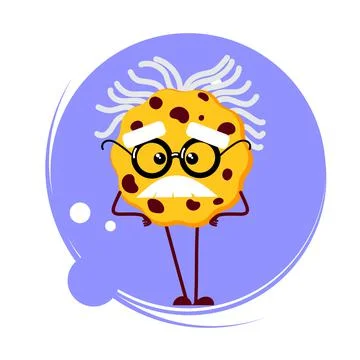 Web Browser Cookie character. Funny Internet Cookie Einstain emoji. Smart Stock Illustration