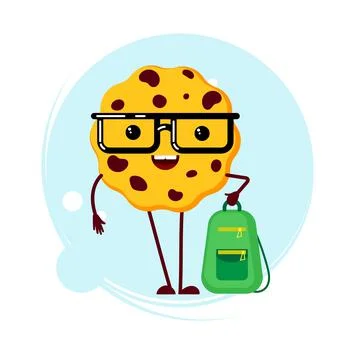 Web Browser Cookie character. Funny Internet Cookie emoji. Smart cookies Stock Illustration