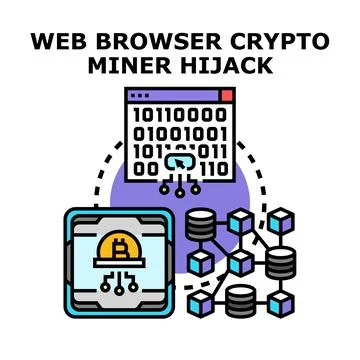 Web browser crypto miner hijacking digital currency Stock Illustration