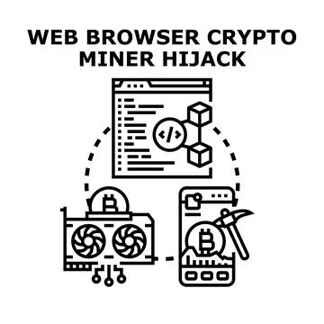 Web browser crypto miner hijacking computing resources Stock Illustration