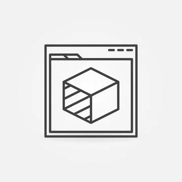 Web browser with Cube vector Product Development concept line icon Stock Illustration