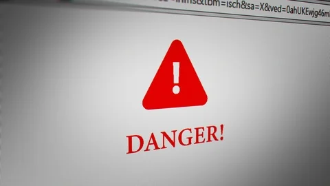 Web Browser with "DANGER!" Message. 3 Different Points of View Stock Footage 117627944