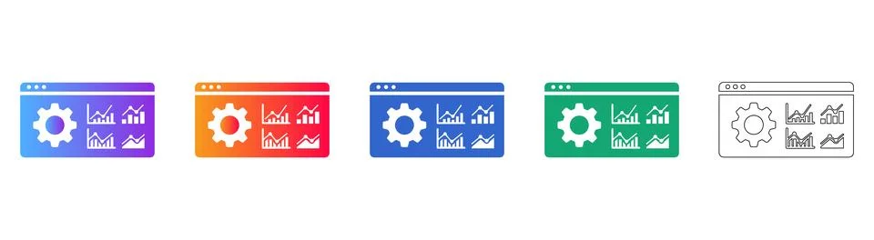 Web Browser Dashboard Analytics Icon Suite Stock Illustration