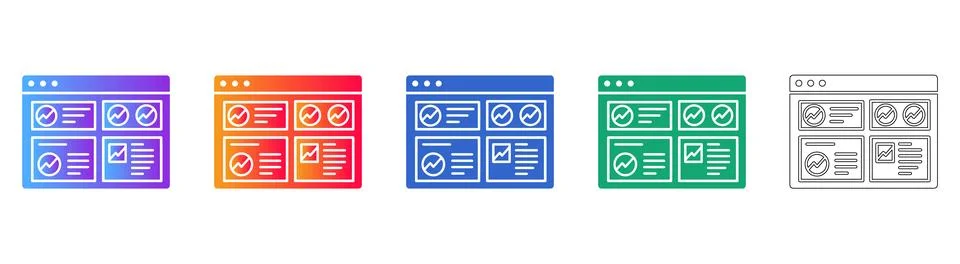 Web Browser Dashboard Interface Icons for Data Management 库存插图