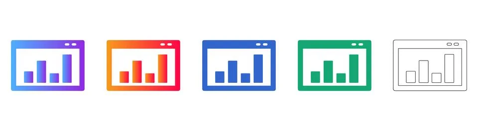 Web Browser Data Analytics Icon Set Stock Illustration