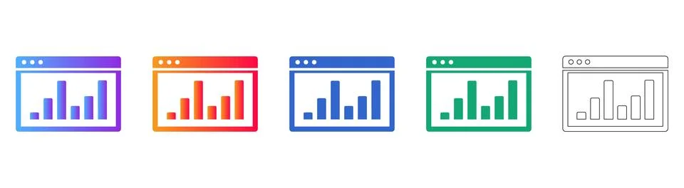 Web Browser Data Analytics Icons Stock Illustration