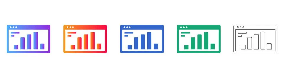 Web Browser Data Analytics Report Icons Stock Illustration