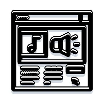 Web browser displaying audio music and video player Illustrazione stock