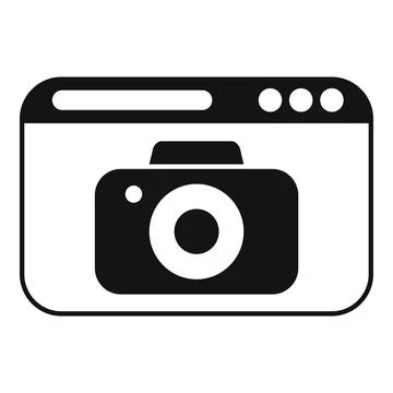 Web browser displaying camera icon for online photography concept Stock Illustration