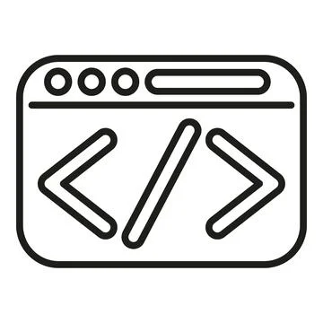 Web browser displaying code tags icon Stockillustratie