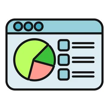 Web browser displaying data analytics dashboard pie chart Stock Illustration