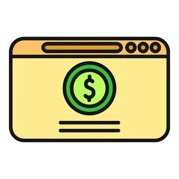 Web browser displaying dollar coin for online payment Stock Illustration
