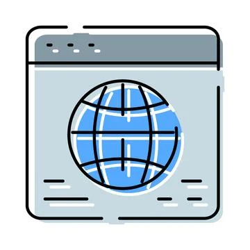 Web browser displaying globe icon for internet access Stock Illustration