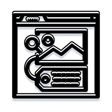 Web browser displaying image search metadata icon Illustrazione stock