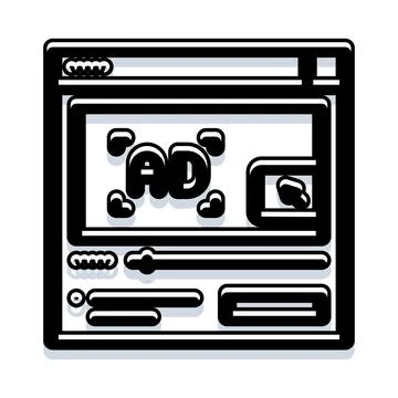 Web browser displaying online advertisement with hearts Stock Illustration