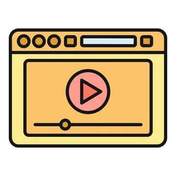 Web browser displaying online video player interface 스톡 일러스트