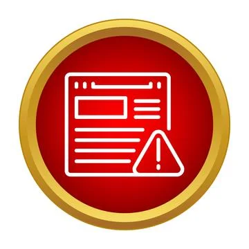 Web browser displaying technical error warning notification icon Stock Illustration