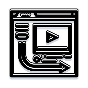 Web browser displaying video content distribution concept Stock Illustration