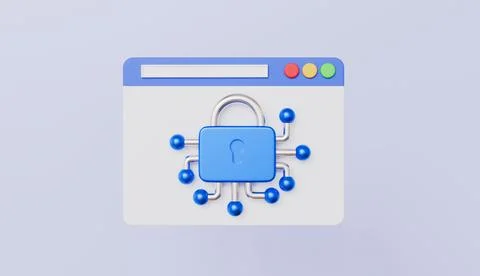 Web browser Encryption isolated on pastel color background 3d illustration 스톡 일러스트
