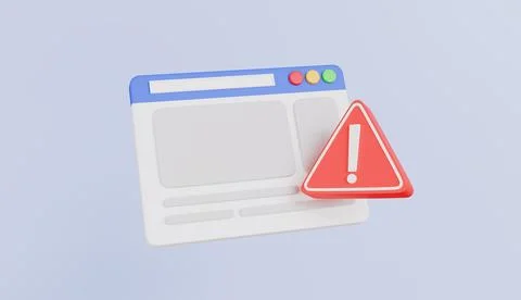 Web browser with exclamation mark icon, website scam, online cyber threat Stock Illustration