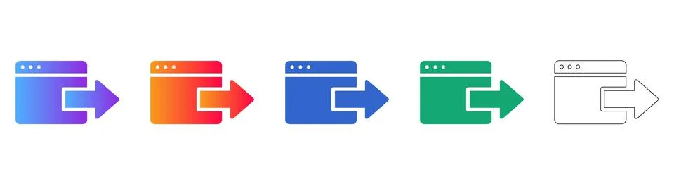 Web Browser Export and Navigation Icons Stock Illustration