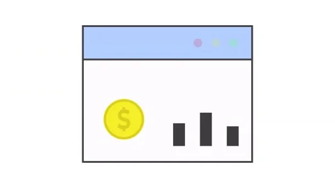 Web Browser with Gold Dollar Coin Flat Animation Video stock 346613521